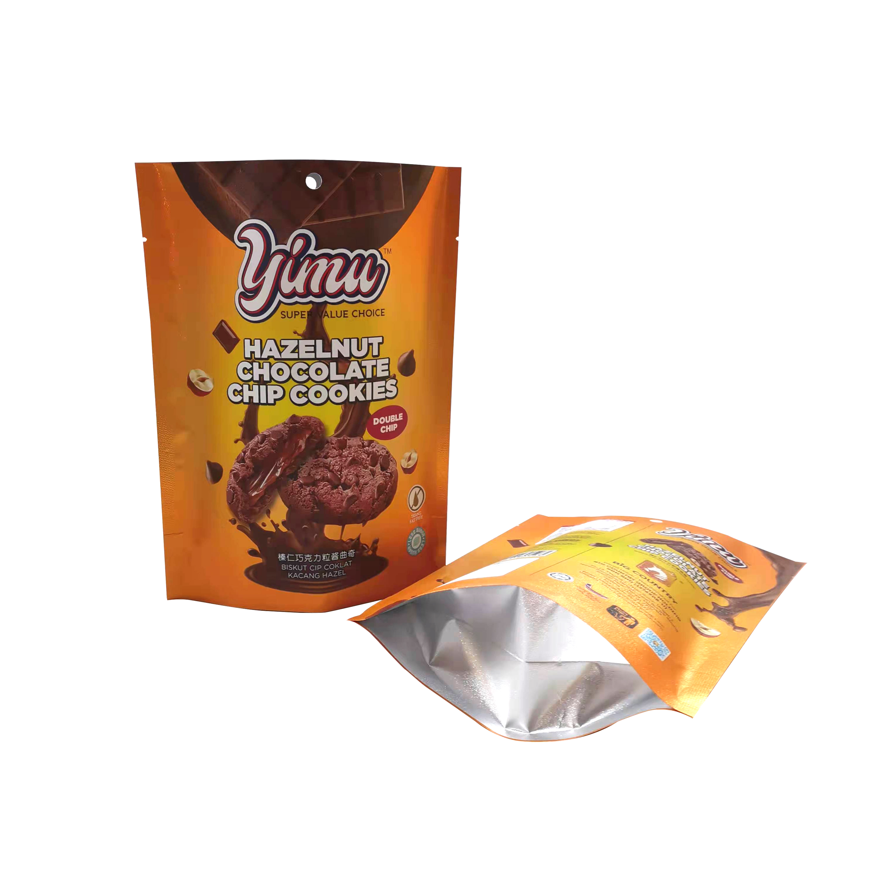 Food grade promotional food bag Custom Printed Plastic Mylar Pouch Resealable Stand Up Zip Lock Cookie Bags