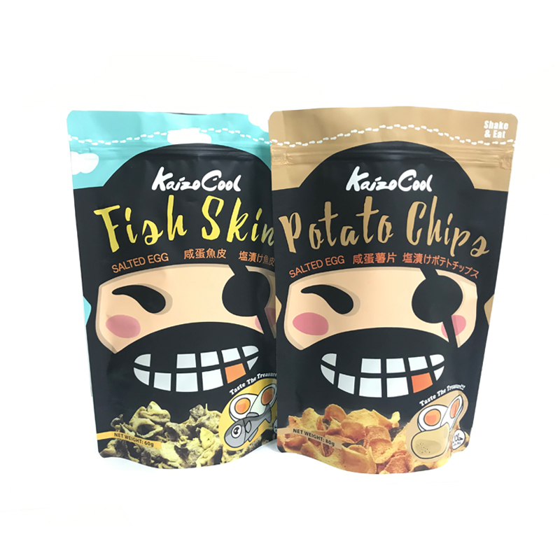 Salted egg chips three-sided seal self-standing zipped pocket